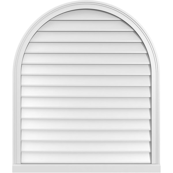 Ekena Millwork Round Top Surface Mount PVC Gable Vent w/ 2"W x 2"P Brickmould Sill Frame, 36"W x 42"H GVPRT36X4203SN - main